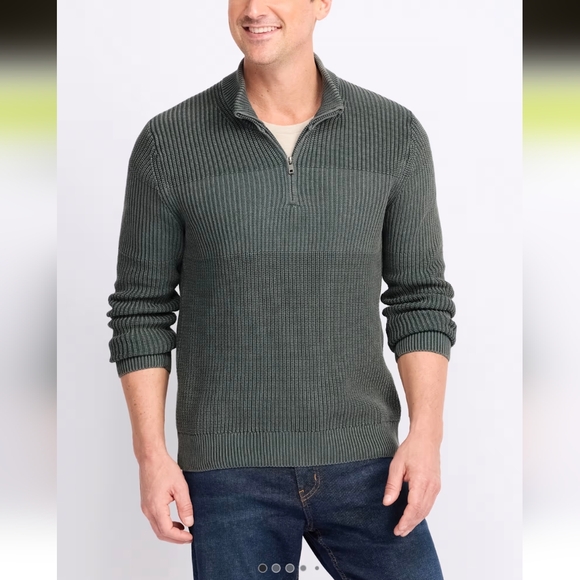 AlesburyStone Washed Shaker Stitch Quarter Zip Sweater- XXL